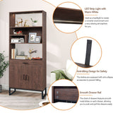 Siavonce Walnut 5-Shelf Office Cabinet