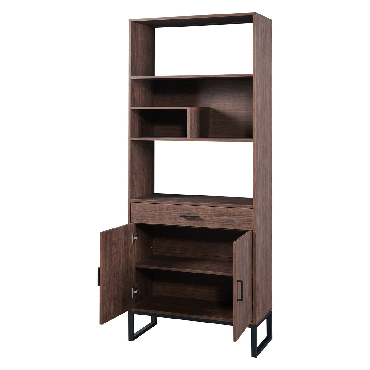 Siavonce Walnut 5-Shelf Office Cabinet