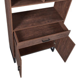 Siavonce Walnut 5-Shelf Office Cabinet