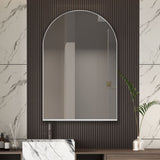 WELLFOR FS 24-in x 36-in Recessed Mount White Mirrored Arched Soft Close Medicine Cabinet