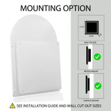 WELLFOR FS 24-in x 36-in Recessed Mount White Mirrored Arched Soft Close Medicine Cabinet