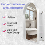 WELLFOR FS 24-in x 36-in Recessed Mount White Mirrored Arched Soft Close Medicine Cabinet