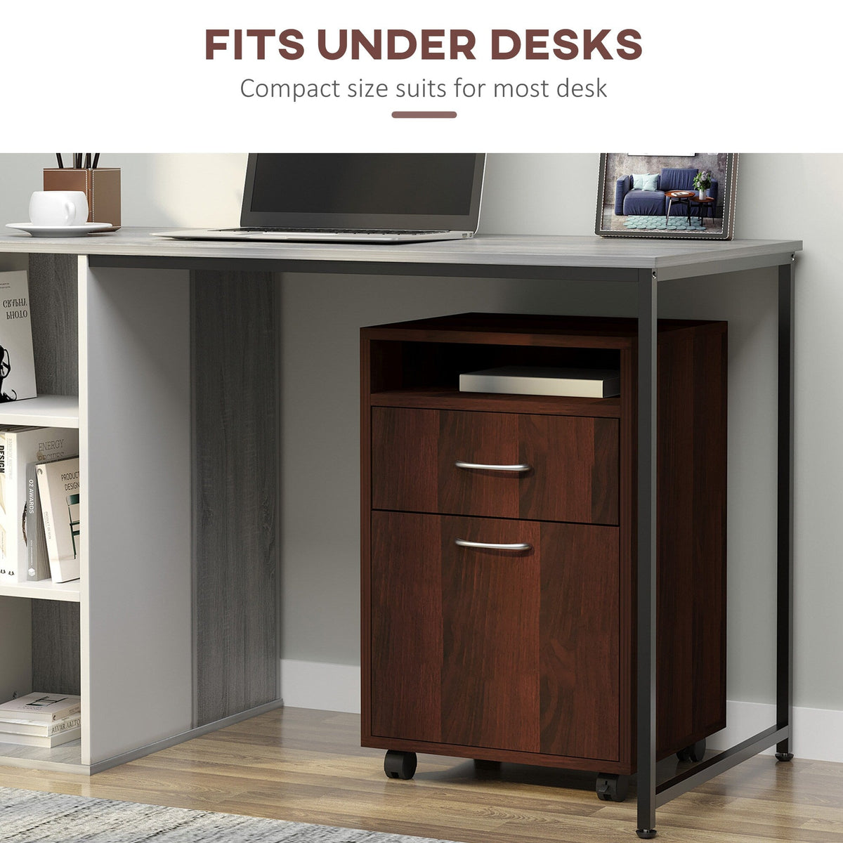 Siavonce Brown 1-Shelf Office Cabinet