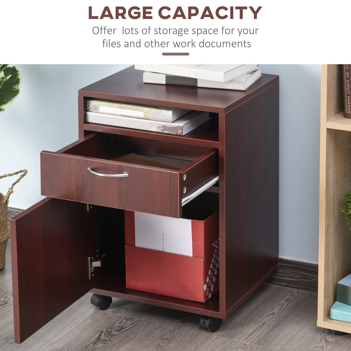 Siavonce Brown 1-Shelf Office Cabinet
