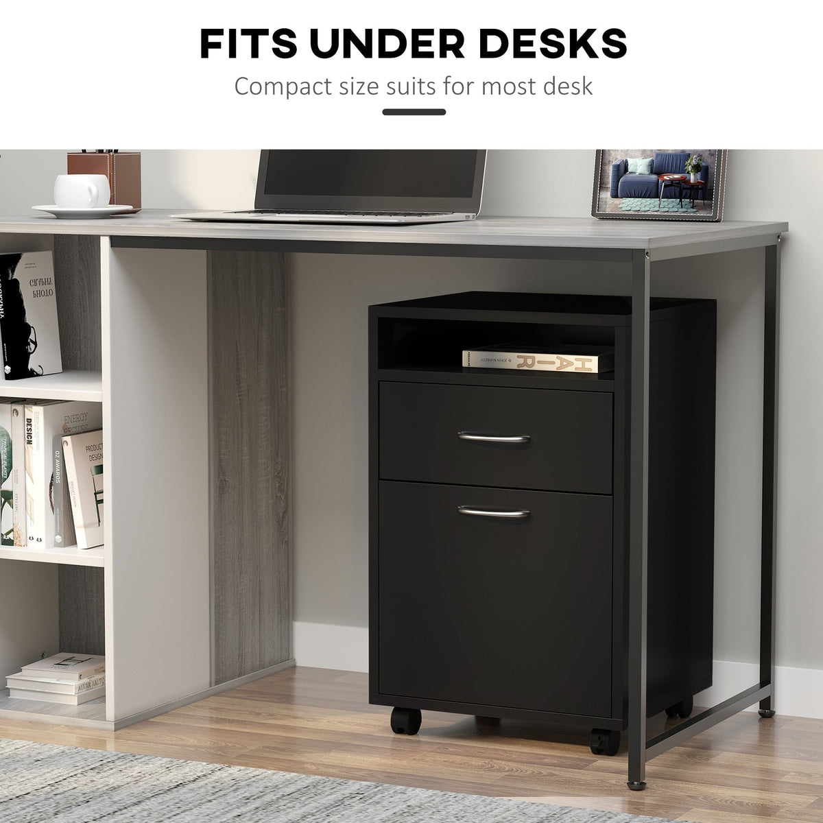 Siavonce Black 1-Shelf Office Cabinet