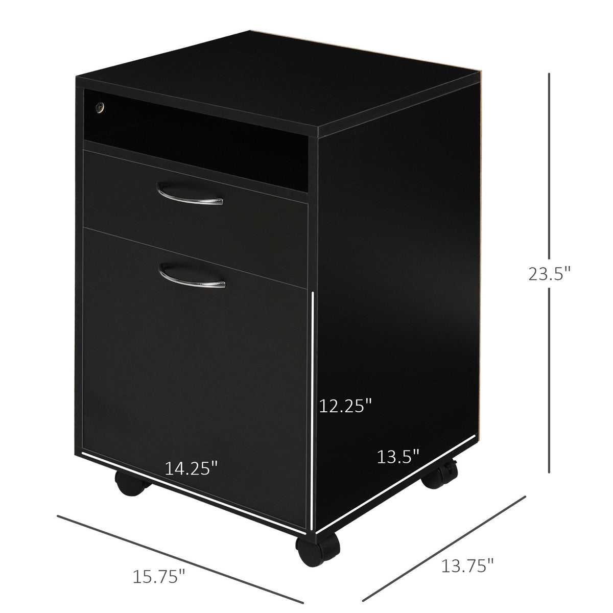Siavonce Black 1-Shelf Office Cabinet