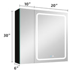 WELLFOR BG 30-in x 30-in Lighted LED Fog Free Surface Mount Black Mirrored Soft Close Medicine Cabinet