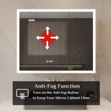 WELLFOR 36-in x 30-in Lighted LED Fog Free Surface Mount Silver Mirrored Soft Close Medicine Cabinet with Outlet