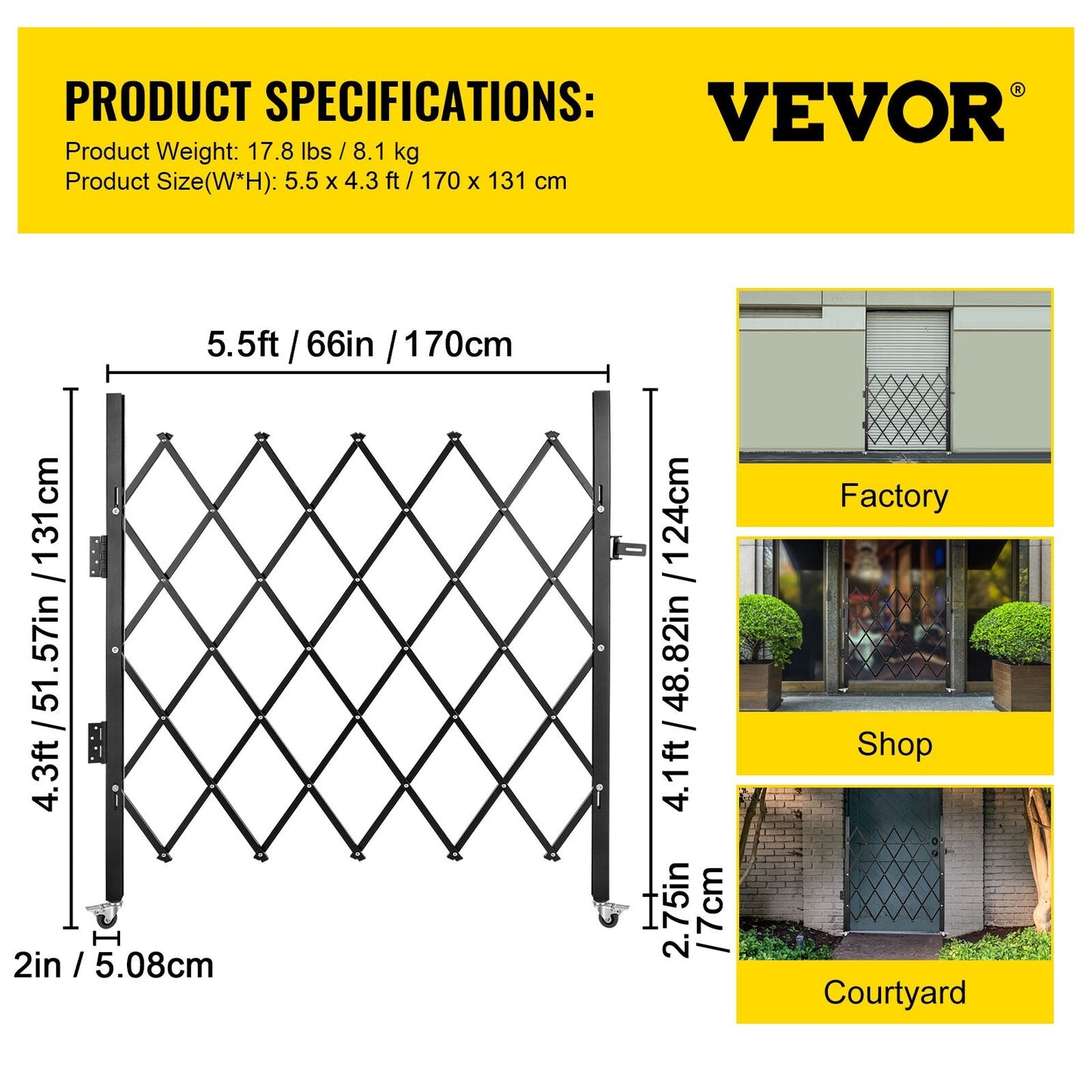 VEVOR 4.1-ft H x 5.5-ft W Black Board-on-board Security Composite Fence Panel