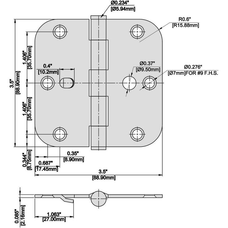 3-1/2 in. Stainless Steel 5/8 in. Radius Security Door Hinge