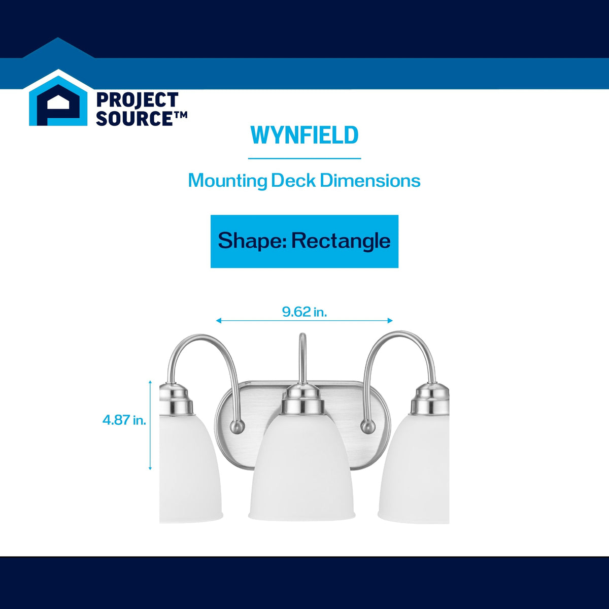Project Source Wynfield 3-Light Brushed Nickel Traditional Vanity Light, 18.86-in Width