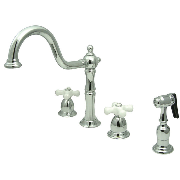 Elements of Design New Orleans Chrome 2-Handle Deck-Mount Bridge Kitchen Faucet with Side Sprayer