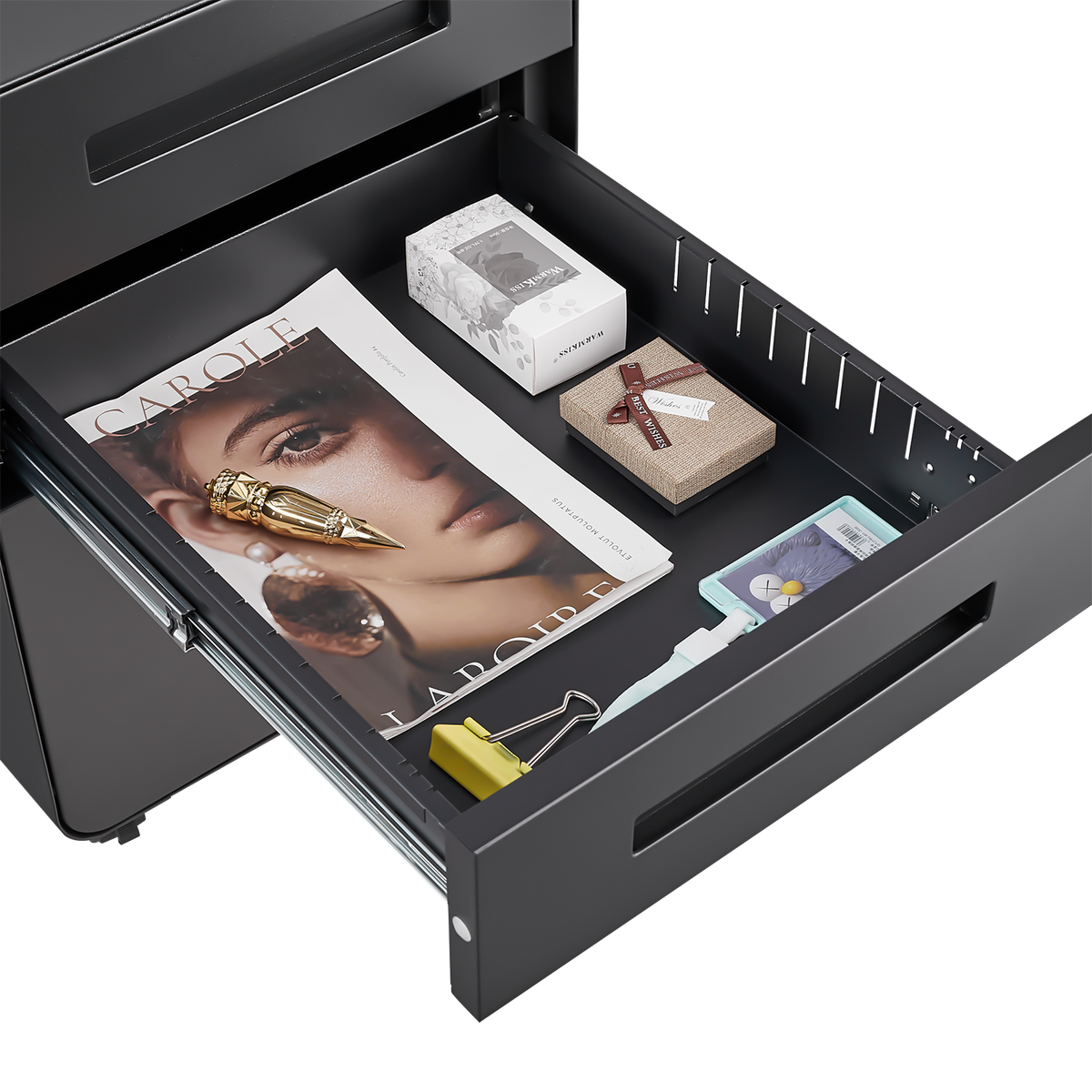 Mondawe Black 3-Drawer 15.75-in File Cabinet