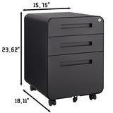 Mondawe Black 3-Drawer 15.75-in File Cabinet