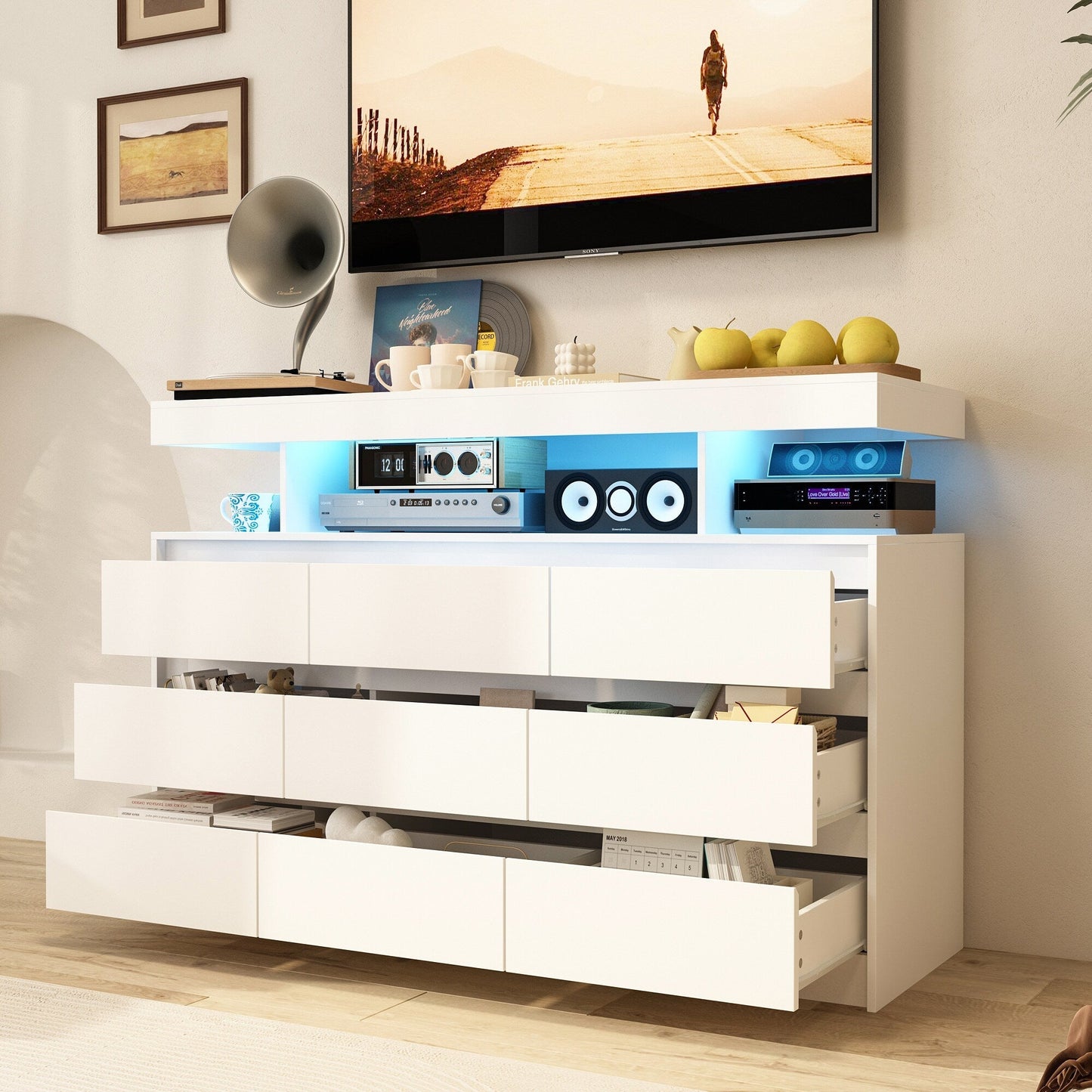 FUFU&GAGA Modern/Contemporary White Tv Cabinet Integrated Tv Mount (Accommodates TVs up to 48-in)