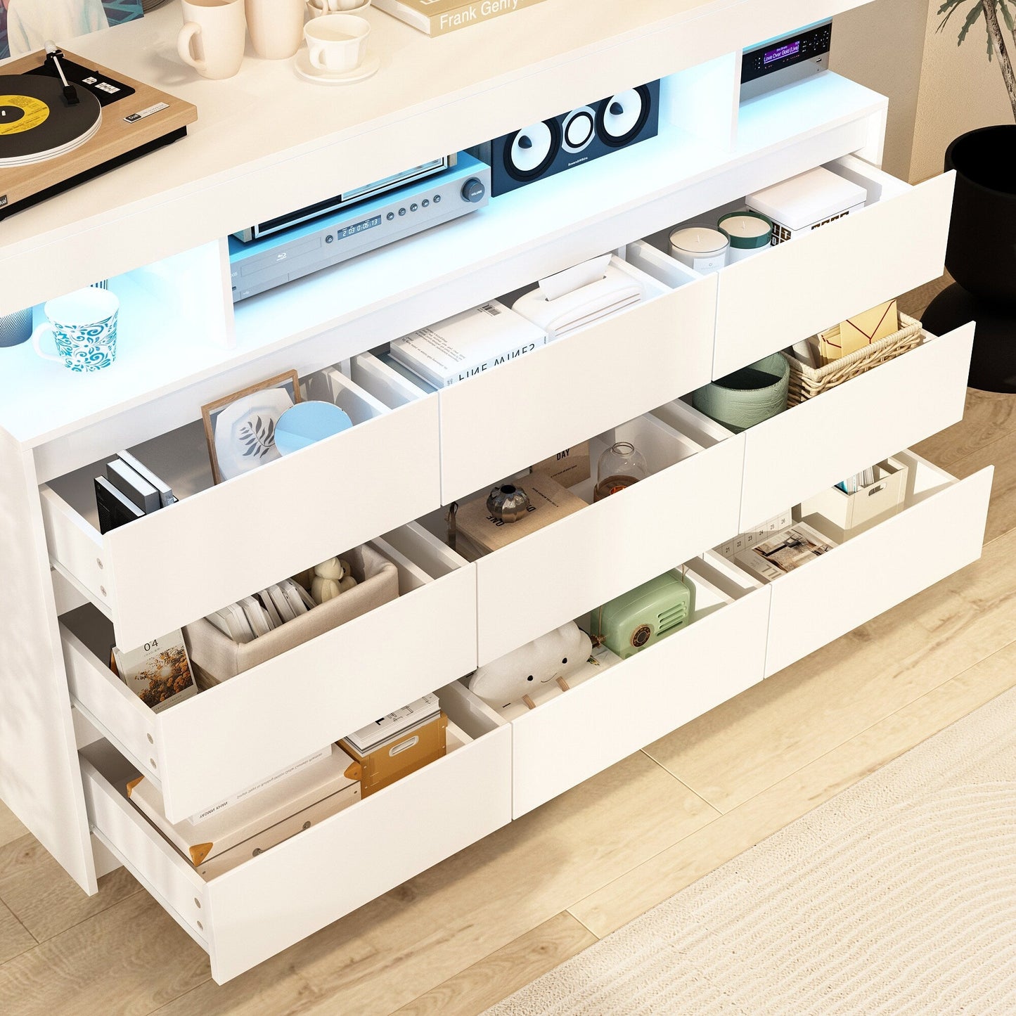 FUFU&GAGA Modern/Contemporary White Tv Cabinet Integrated Tv Mount (Accommodates TVs up to 48-in)