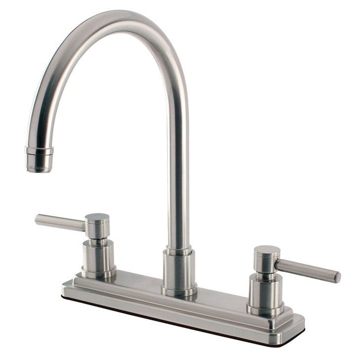 Elements of Design Concord Brushed Nickel 2-Handle Deck-Mount High-Arc Kitchen Faucet with Deck Plate