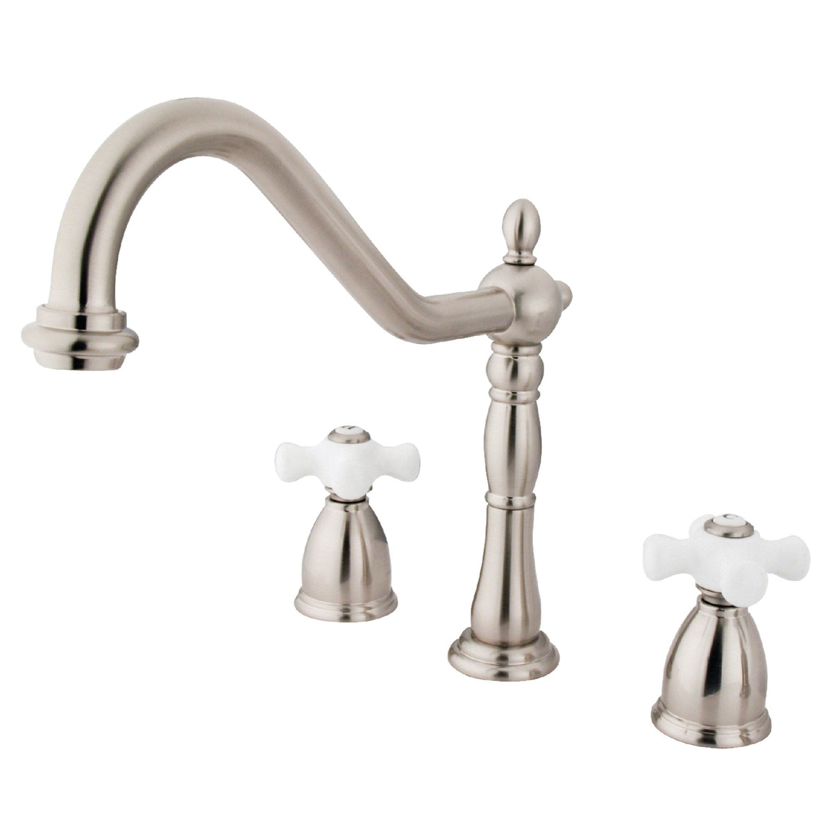 Elements of Design New Orleans Brushed Nickel 2-Handle Deck-Mount Bridge Kitchen Faucet