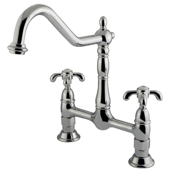 Elements of Design French Country Chrome 2-Handle Deck-Mount Bridge Kitchen Faucet