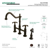 Elements of Design French Country Oil-Rubbed Bronze 2-Handle Deck-Mount Bridge Kitchen Faucet with Side Sprayer