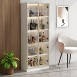 FUFU&GAGA Kitchen Cabinet With Tempered Glass Doors And Light