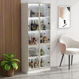 FUFU&GAGA Kitchen Cabinet With Tempered Glass Doors And Light