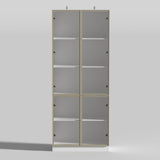 FUFU&GAGA Kitchen Cabinet With Tempered Glass Doors And Light