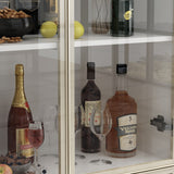 FUFU&GAGA Kitchen Cabinet With Tempered Glass Doors And Light