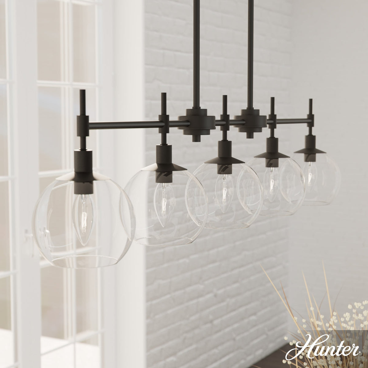 Hunter Xidane 5-Light Matte Black Mid-century Chandelier