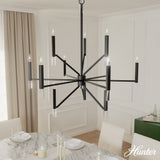 Hunter Sunjai 12-Light Matte Black Traditional Crystal Chandelier