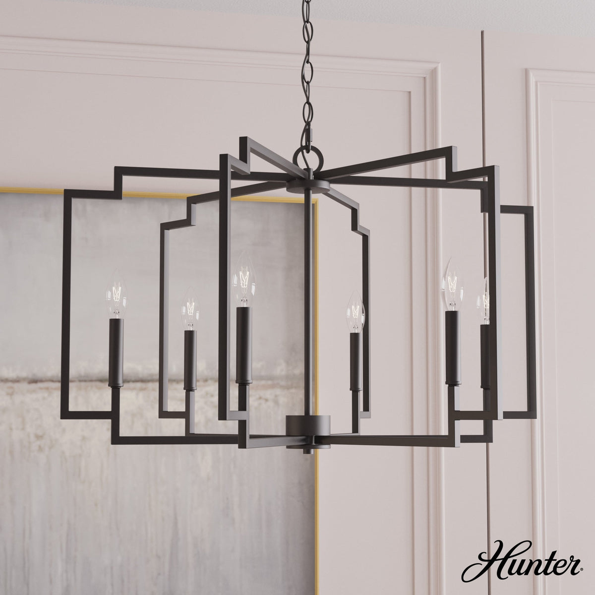 Hunter Zoanne 6-Light Matte Black Modern/Contemporary Cage Chandelier