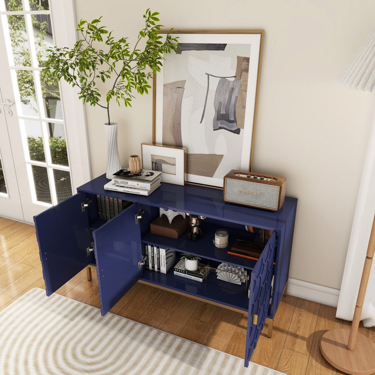 Mondawe 29.5 in. 3-Door Accent Cabinet, Blue