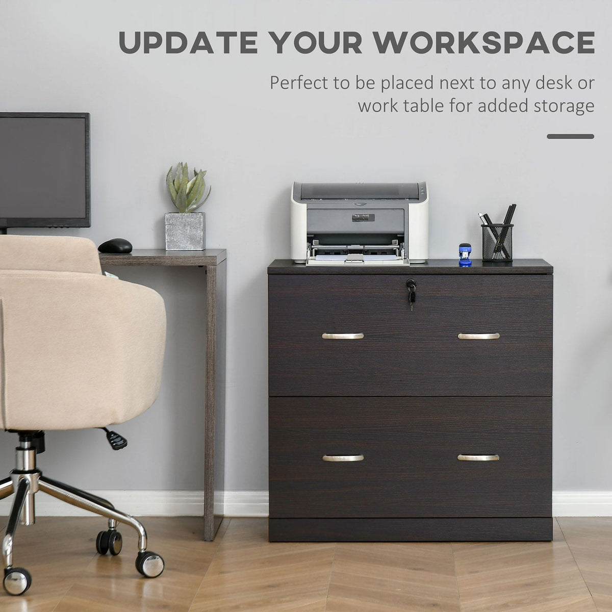 GZMR 2-Drawer File Cabinet Walnut 2-Drawer 29.25-in File Cabinet