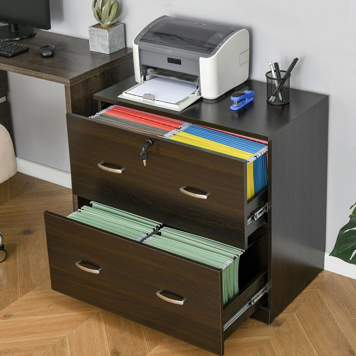GZMR 2-Drawer File Cabinet Walnut 2-Drawer 29.25-in File Cabinet