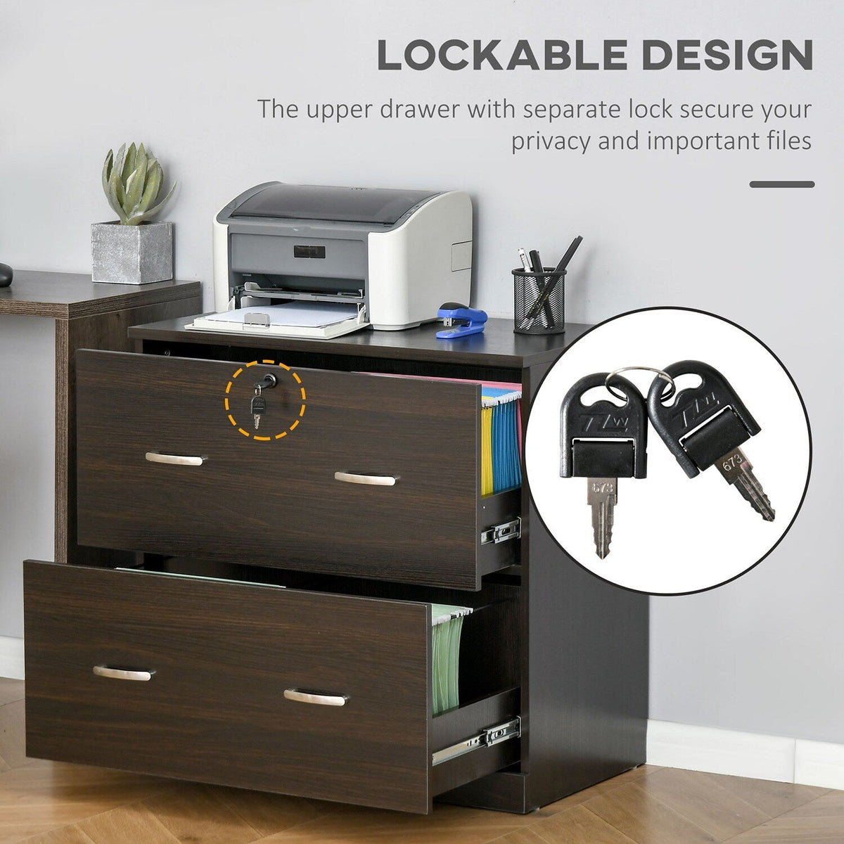 GZMR 2-Drawer File Cabinet Walnut 2-Drawer 29.25-in File Cabinet