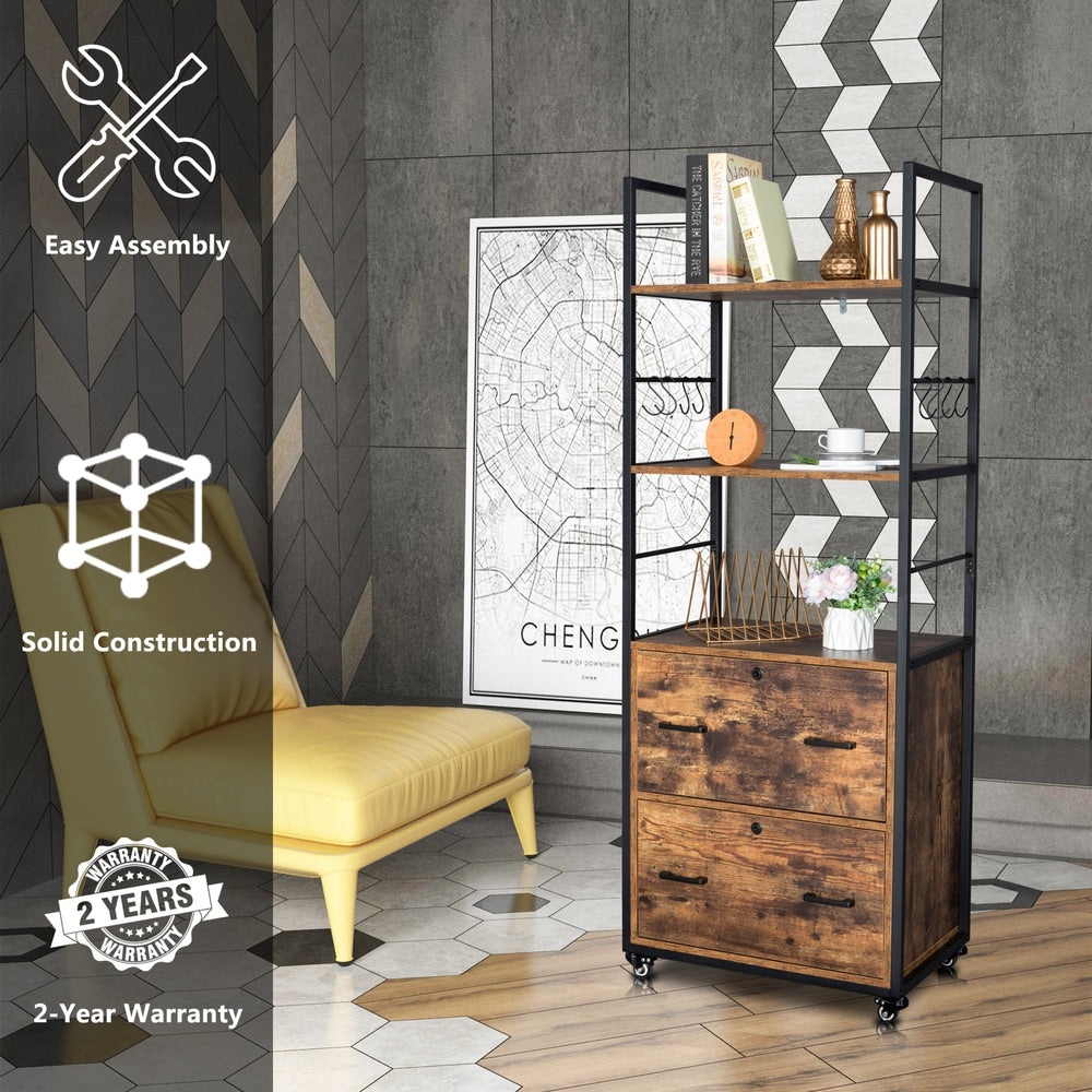 Winado Brown 2-Drawer 18.89-in File Cabinet