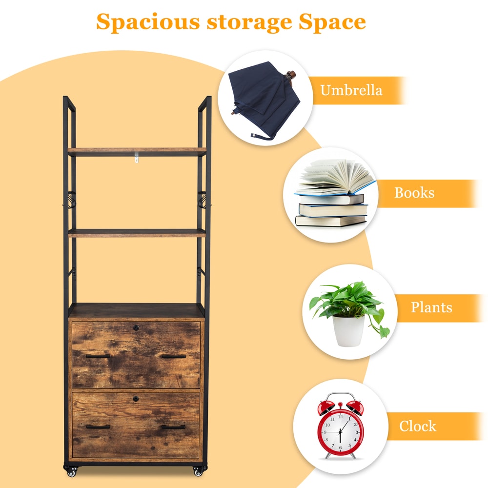 Winado Brown 2-Drawer 18.89-in File Cabinet