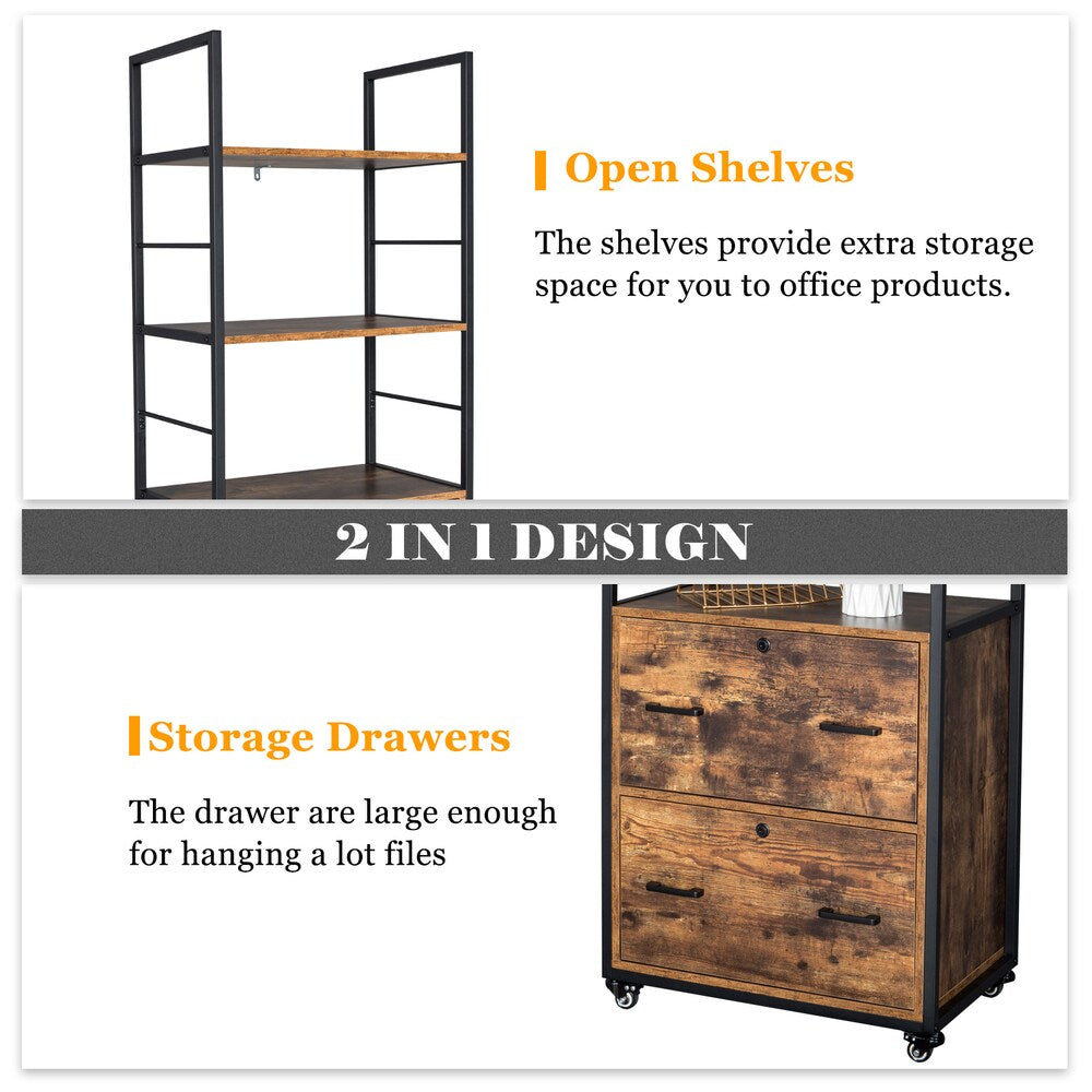 Winado Brown 2-Drawer 18.89-in File Cabinet
