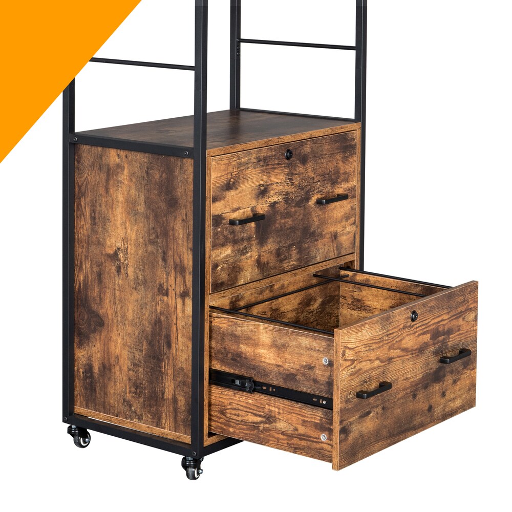 Winado Brown 2-Drawer 18.89-in File Cabinet