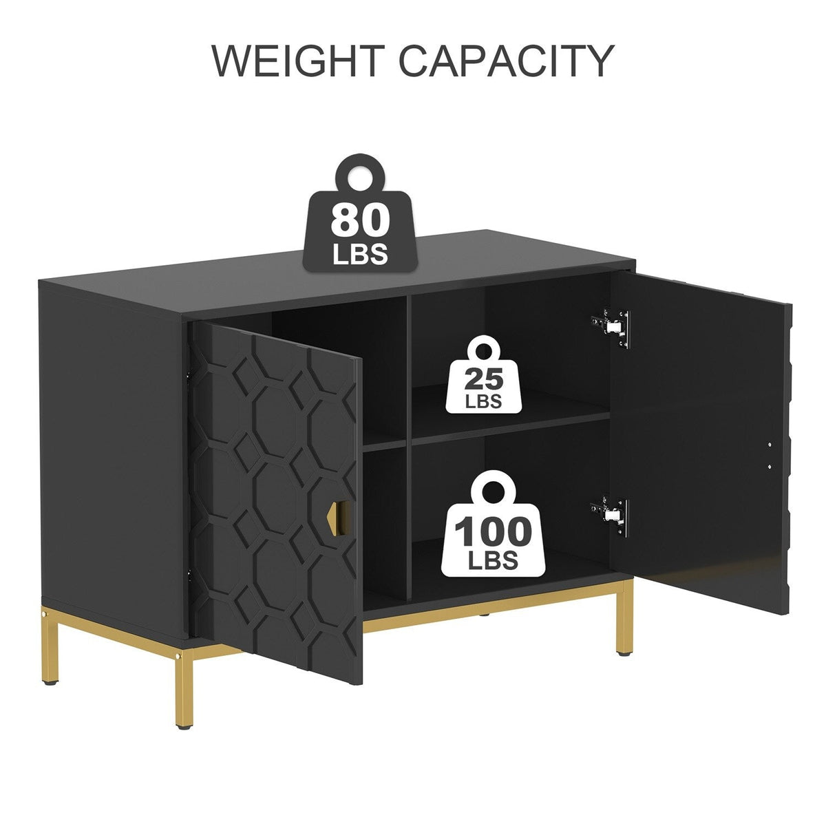 Mondawe 40 in. 2-Door Accent Cabinet Chests, Black