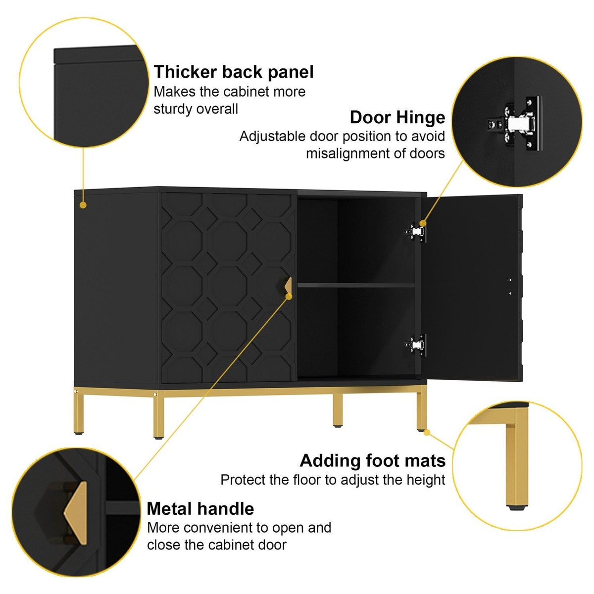 Mondawe 40 in. 2-Door Accent Cabinet Chests, Black