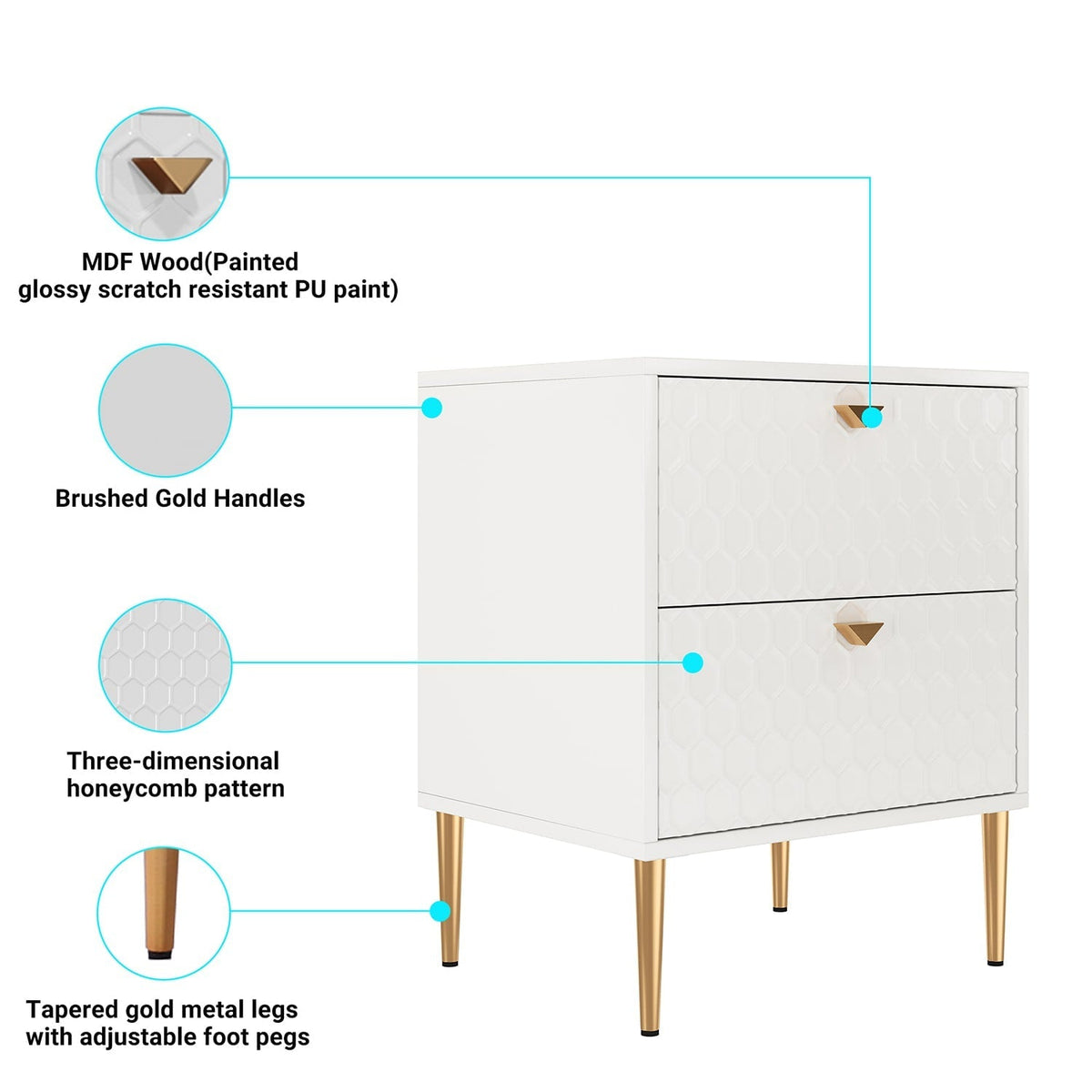 Mondawe 19.7 in. 2-Drawer Cabinet Chest, White