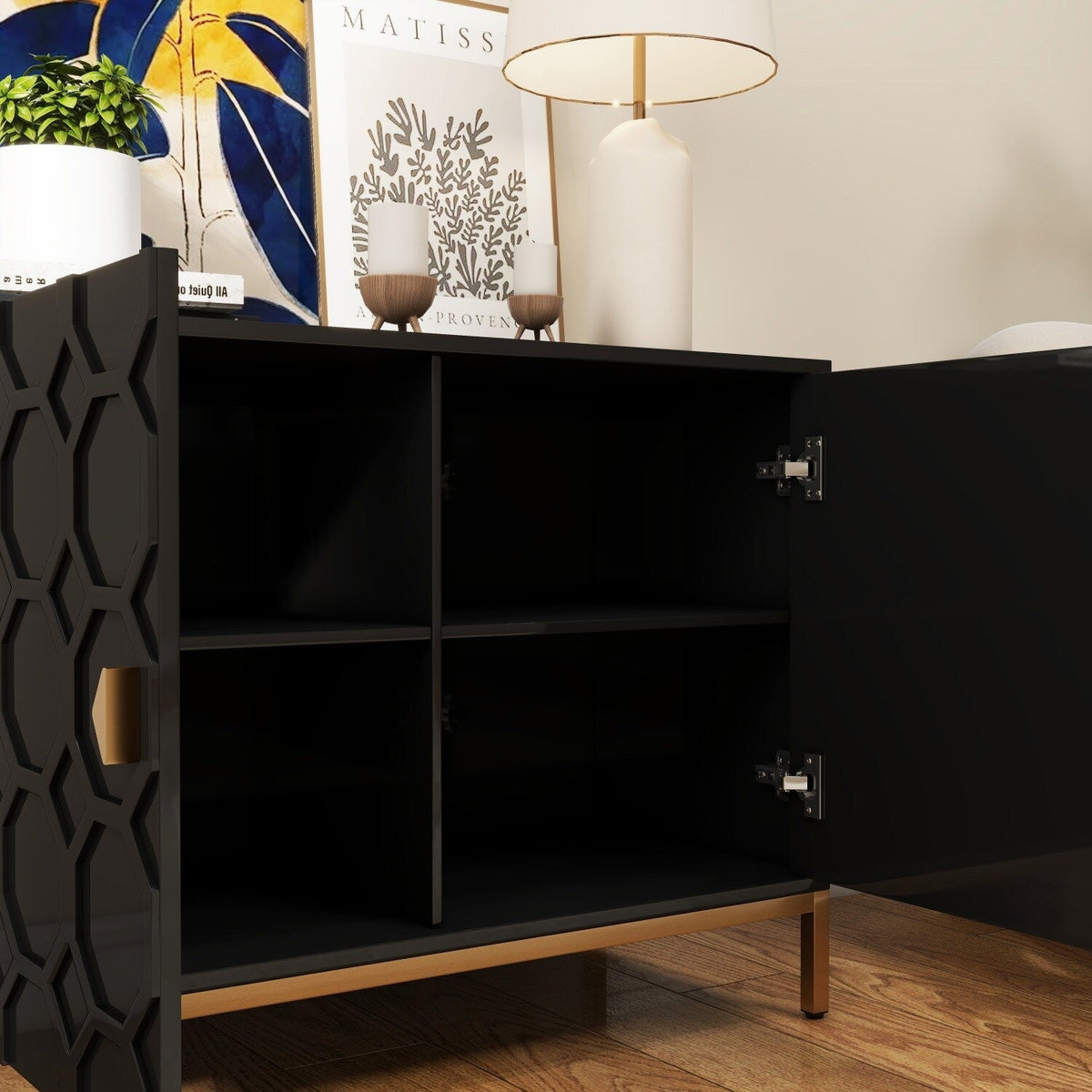 Mondawe 40 in. 2-Door Accent Cabinet Chests, Black