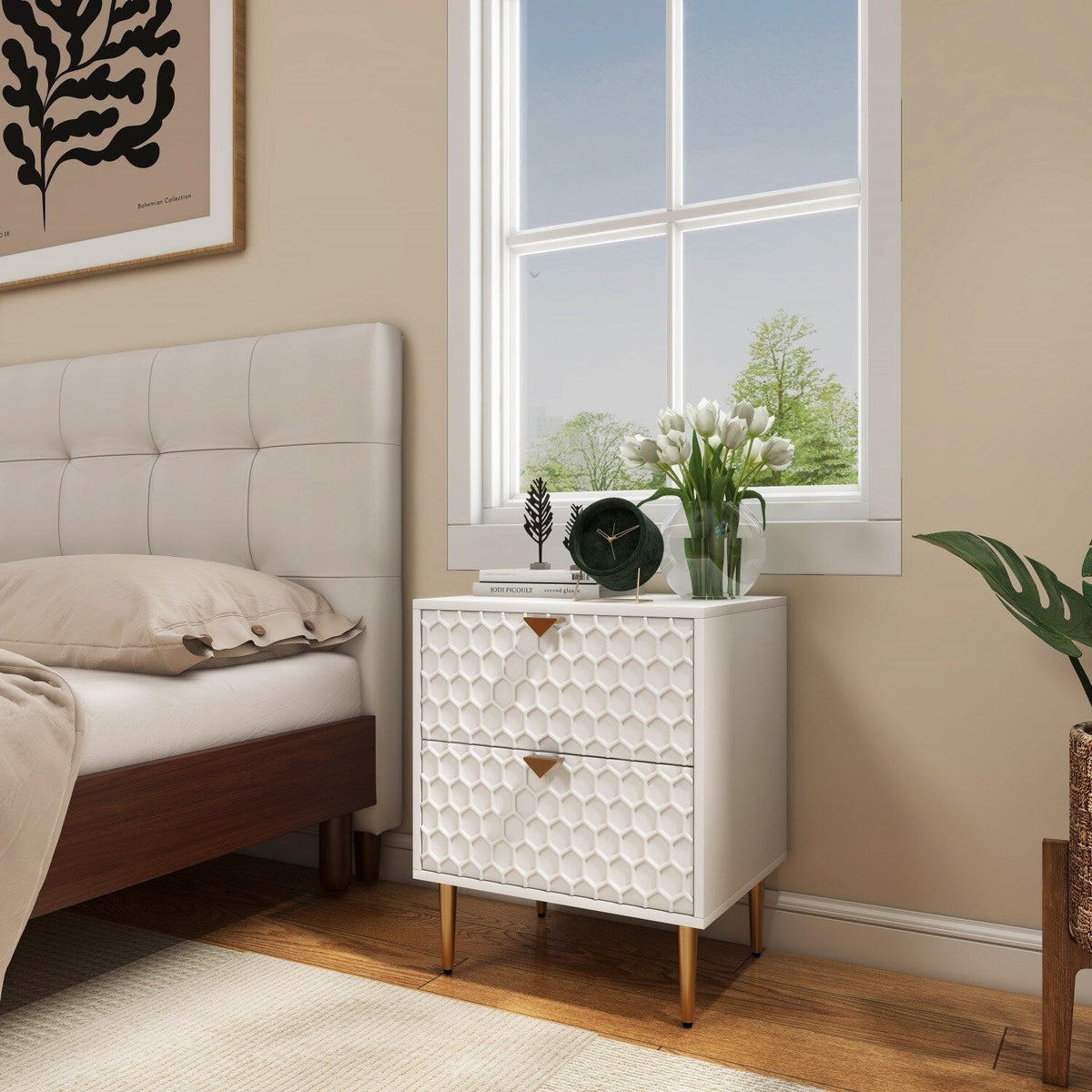 Mondawe 19.7 in. 2-Drawer Cabinet Chest, White