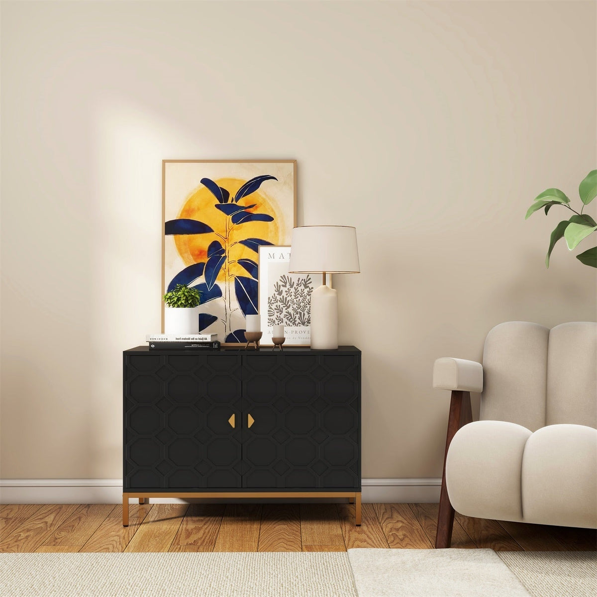 Mondawe 40 in. 2-Door Accent Cabinet Chests, Black