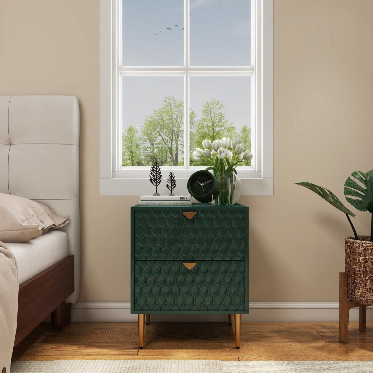 Mondawe 19.7 in. 2-Drawer Cabinet Chest, Green