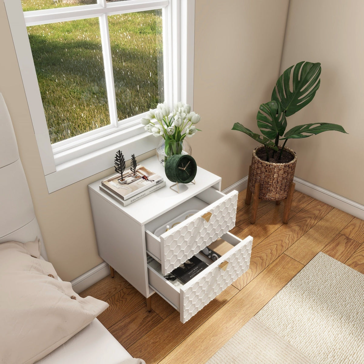 Mondawe 19.7 in. 2-Drawer Cabinet Chest, White