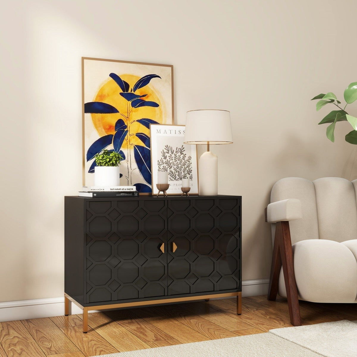 Mondawe 40 in. 2-Door Accent Cabinet Chests, Black