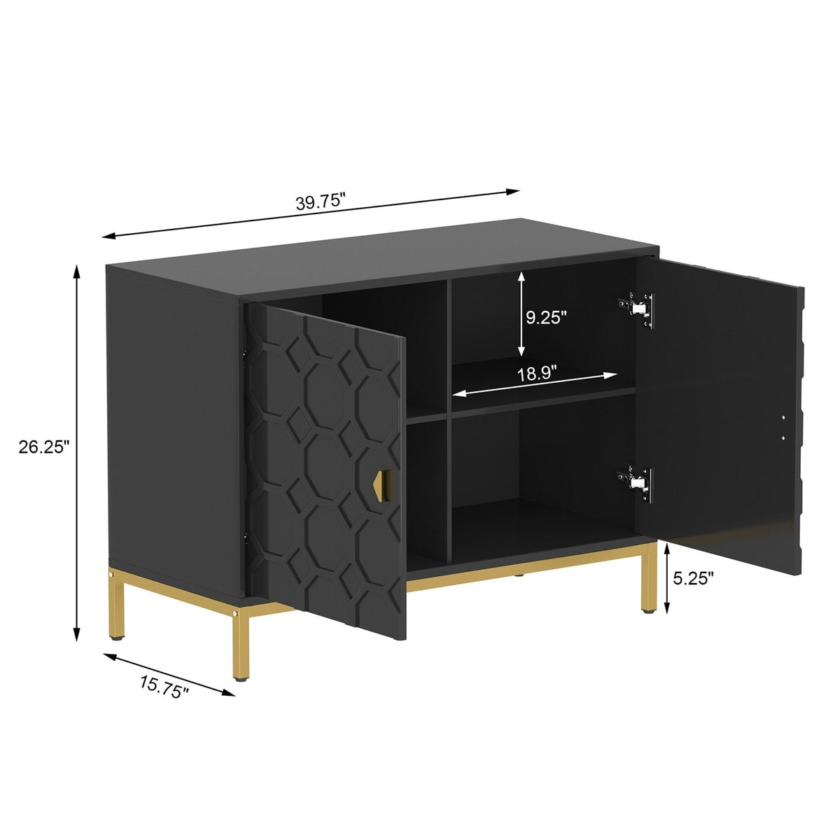 Mondawe 40 in. 2-Door Accent Cabinet Chests, Black