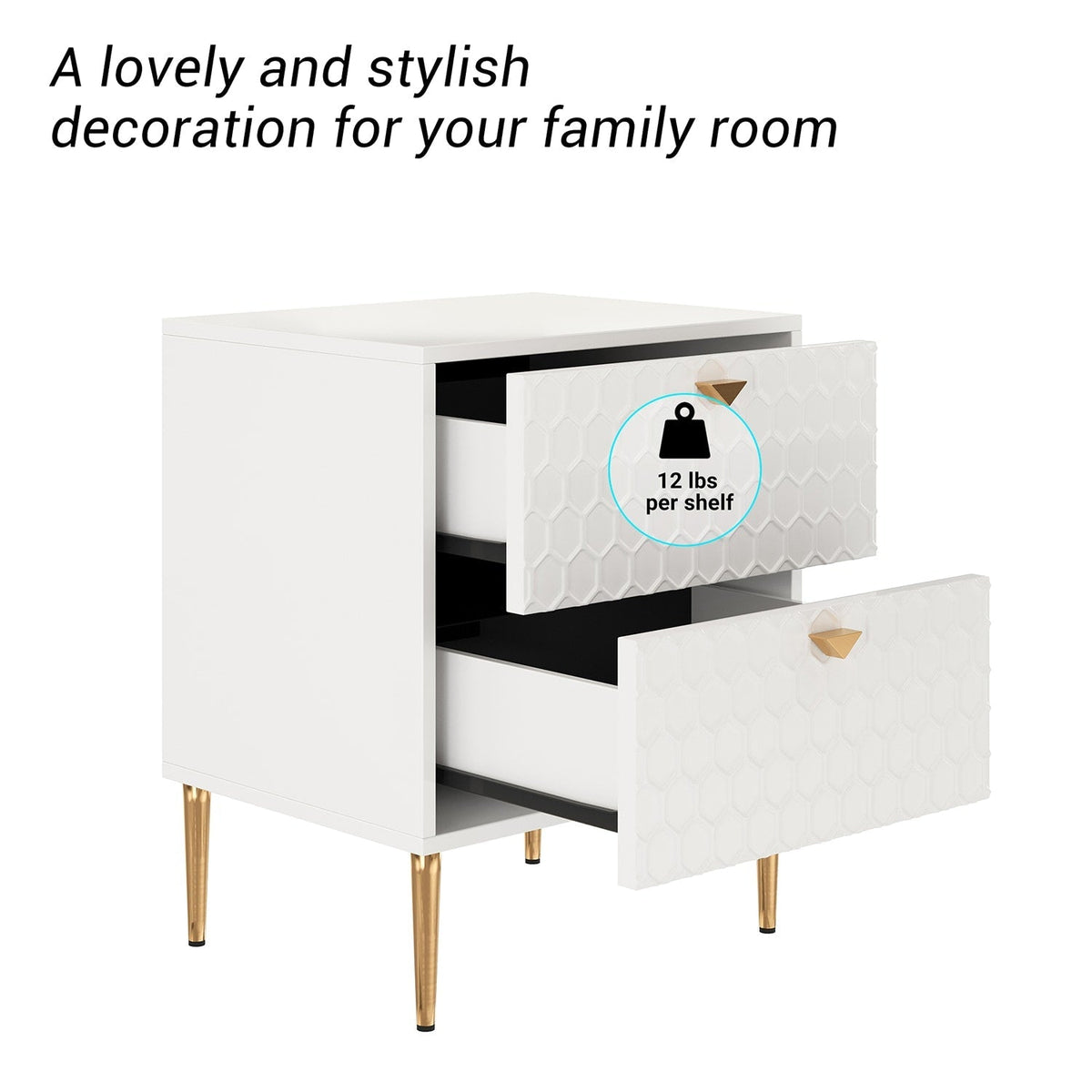 Mondawe 19.7 in. 2-Drawer Cabinet Chest, White